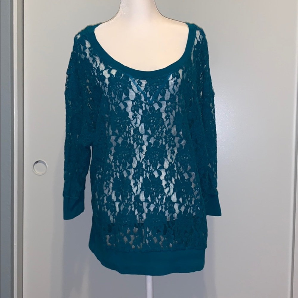 Torrid Teal 3x Lace Top